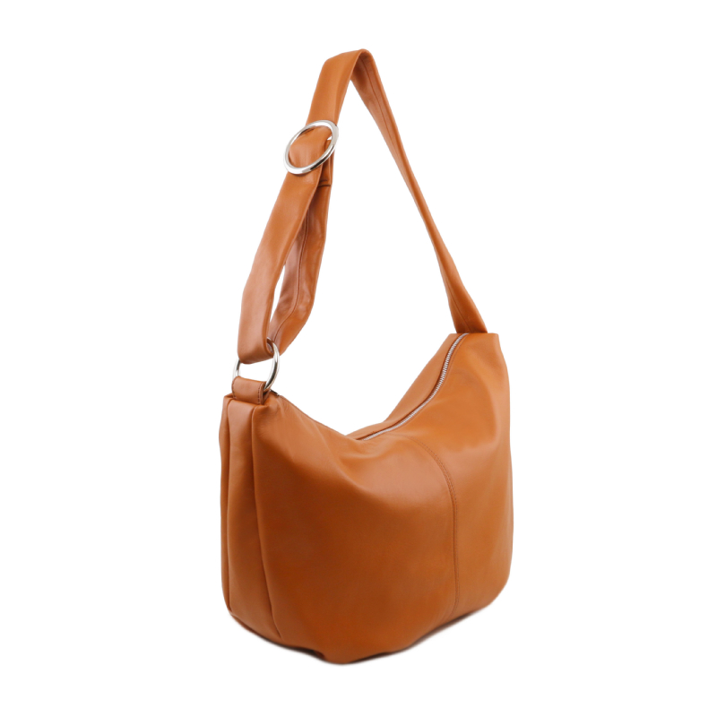 Γυναικεία τσάντα δερμάτινη TL140900 - Κονιάκ -  Πλάγια όψη