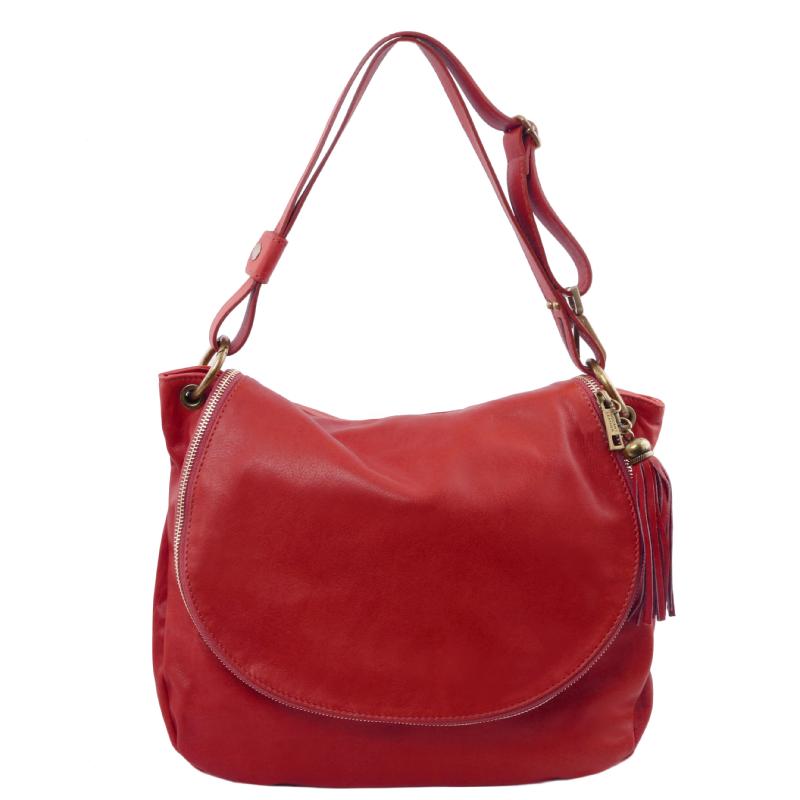 Γυναικεία τσάντα ώμου δερμάτινη - TL141110 - Κόκκινο