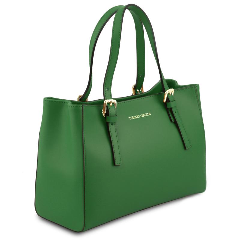 Γυναικεία τσάντα δερμάτινη Aura - TL141434 - Πράσινο - Πλάγια Όψη