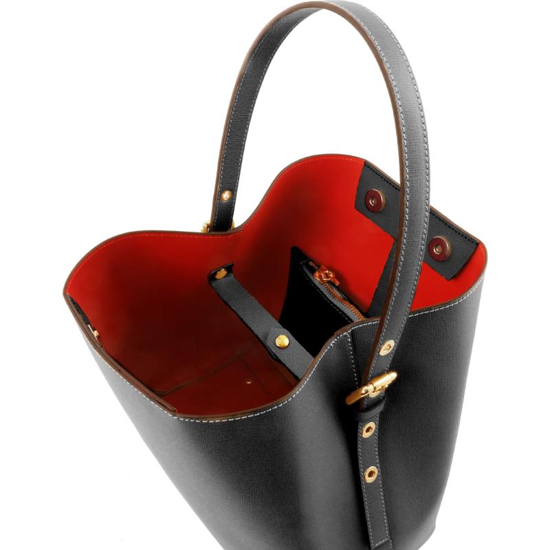 Γυναικεία τσάντα δερμάτινη TL141613 - Μαύρο - Εσωτερικό