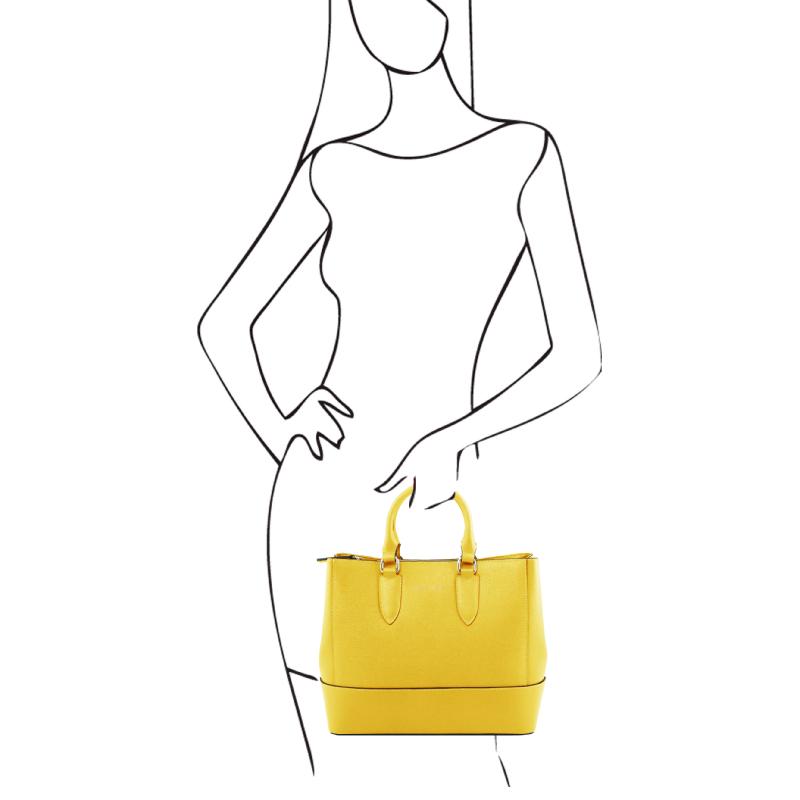 Γυναικεία τσάντα δερμάτινη tl141638   Κίτρινο   Μέγεθος