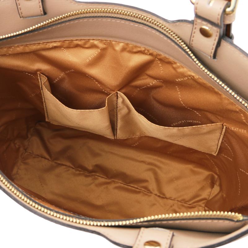 Γυναικεία τσάντα δερμάτινη TL141696 - Nude - Εσωτερικό - Τσέπες