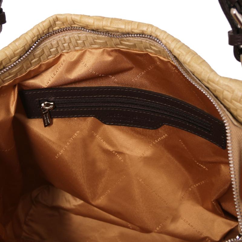 Γυναικεία τσάντα δερμάτινη - TL142066 - Μπεζ - Εσωτερικό