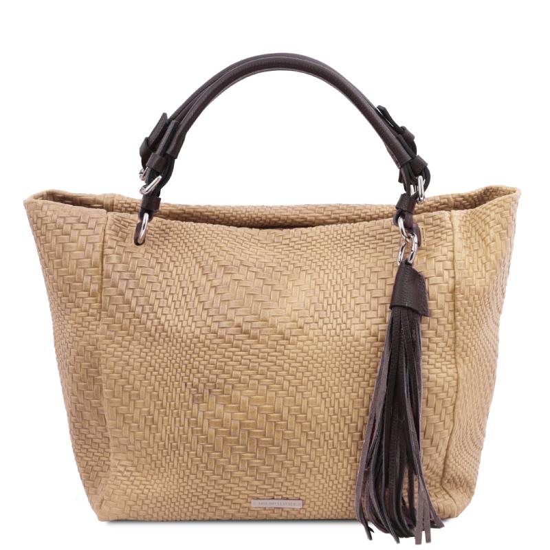 Γυναικεία τσάντα δερμάτινη - TL142066 - Μπεζ