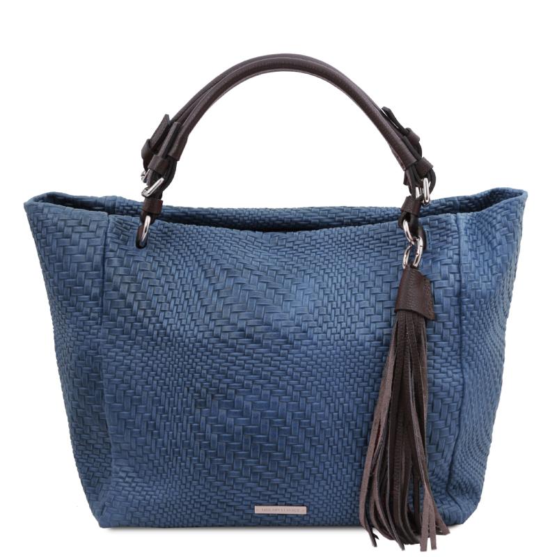 Γυναικεία τσάντα δερμάτινη - TL142066 - Μπλε σκούρο
