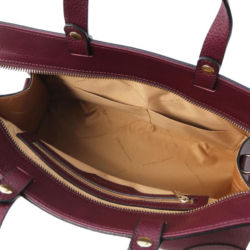 Γυναικεία τσάντα δερμάτινη - TL142079 - Μπορντώ - Εσωτερικό