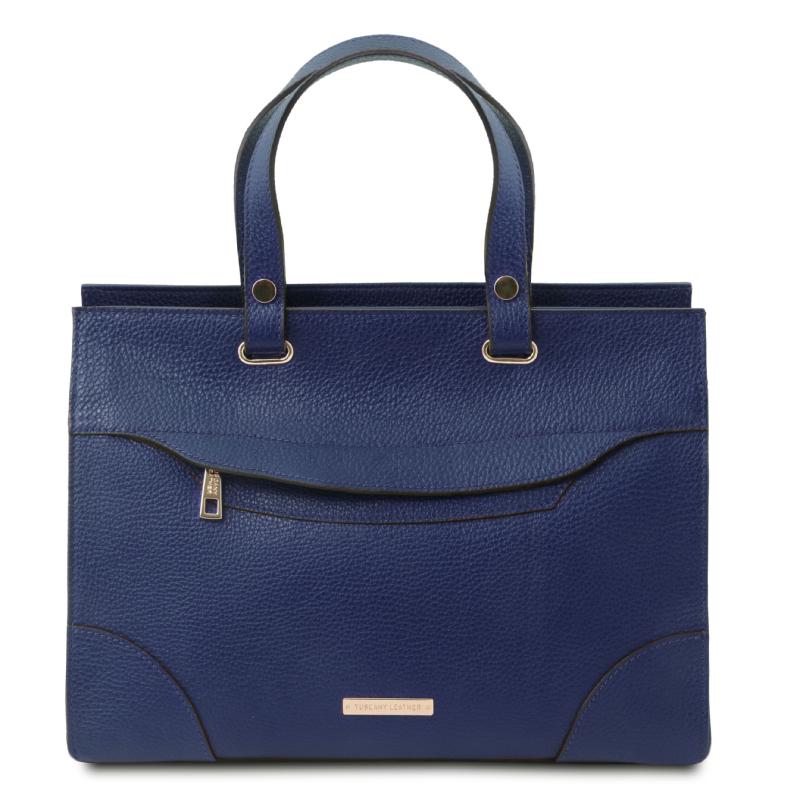 Γυναικεία τσάντα δερμάτινη - TL142079 - Μπλε σκούρο