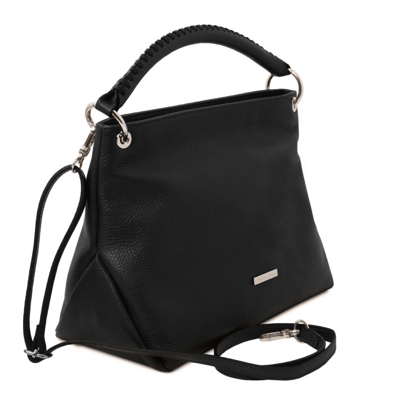 Γυναικεία τσάντα δερμάτινη   tl142087   Μαύρο   Πλάγια όψη