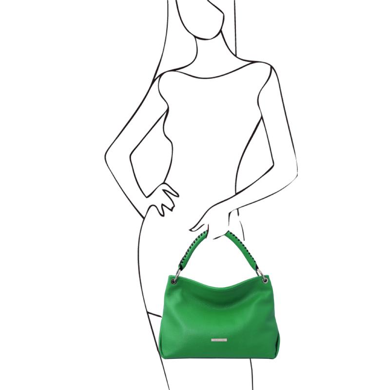 Γυναικεία τσάντα δερμάτινη   tl142087   Πράσινο   Μέγεθος