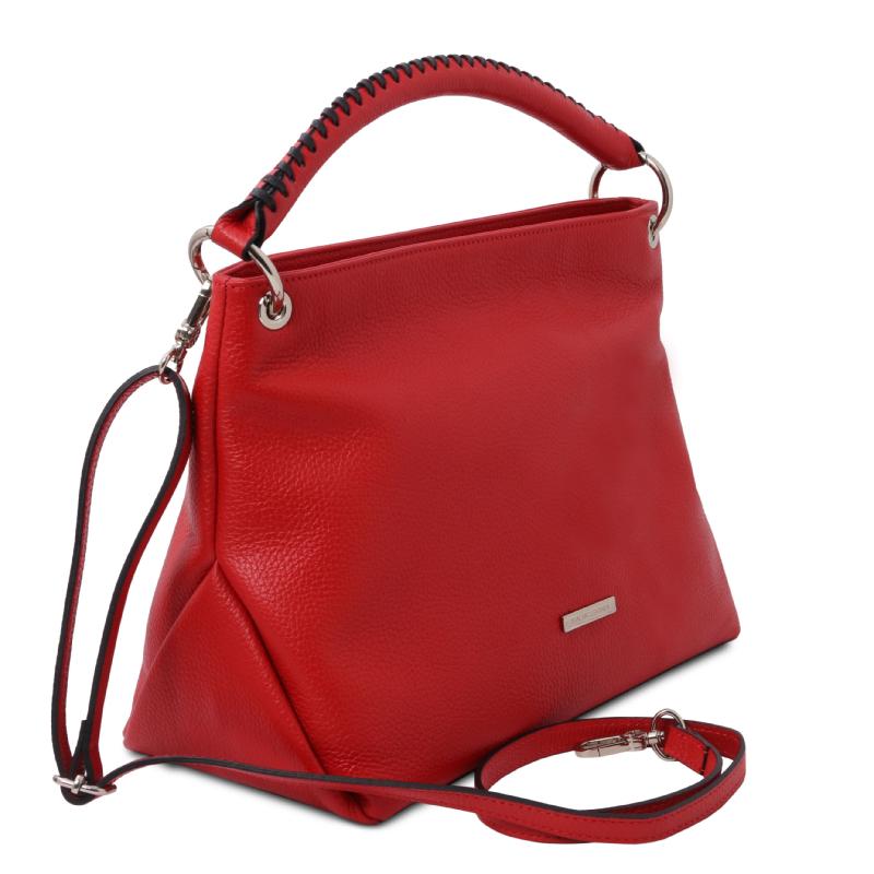Γυναικεία τσάντα δερμάτινη - TL142087 - Κόκκινο lipstick - Πλάγια όψη