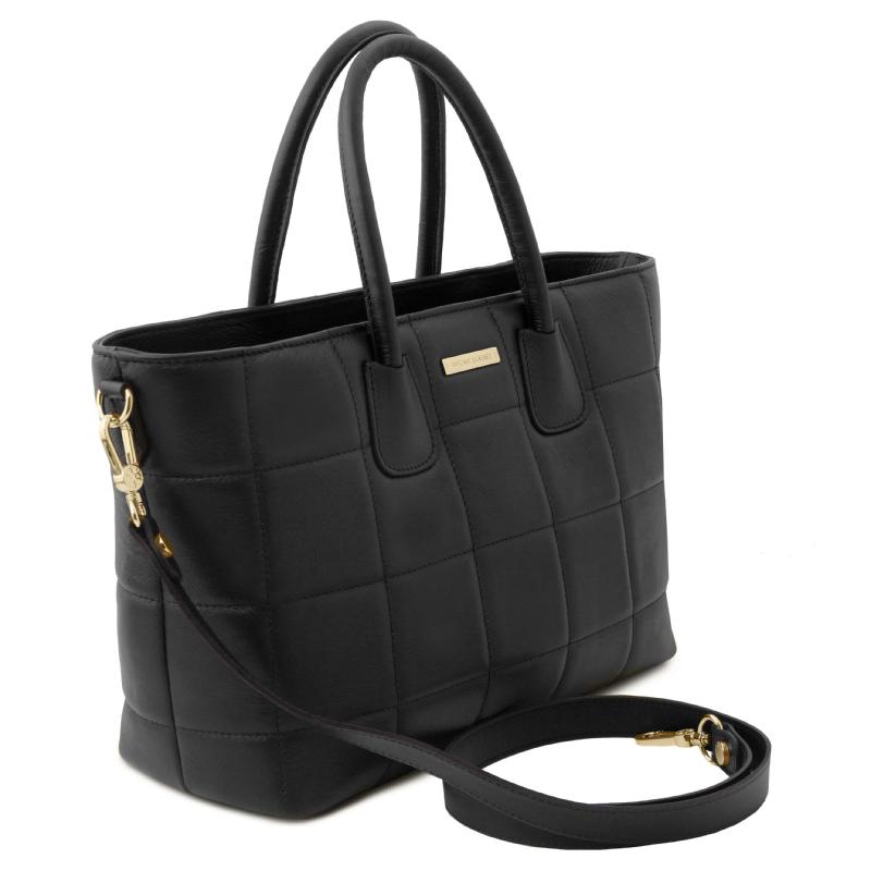 Γυναικεία τσάντα δερμάτινη TL142124 - Μαύρο - Πλάγια όψη