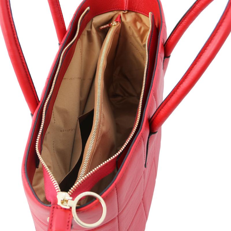 Γυναικεία τσάντα δερμάτινη TL142124 - Κόκκινο lipstick - Εσωτερικό