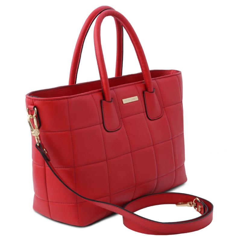 Γυναικεία τσάντα δερμάτινη TL142124 - Κόκκινο lipstick - Πλάγια όψη
