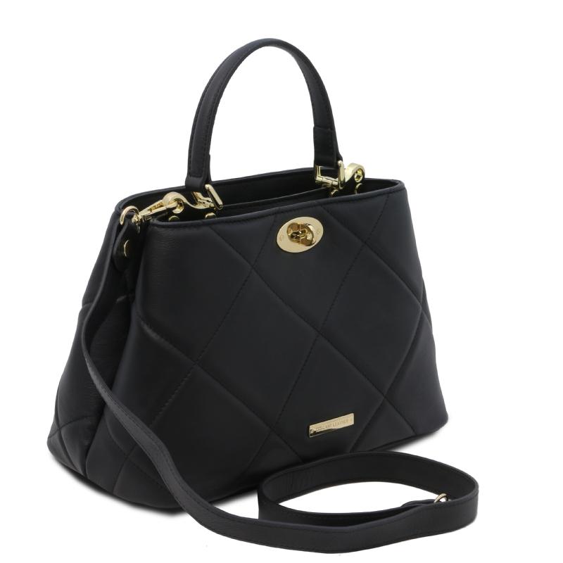 Γυναικεία τσάντα δερμάτινη - TL142132 - Μαύρο - Μέγεθος