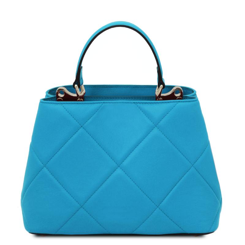 Γυναικεία τσάντα δερμάτινη - TL142132 - Μπλε ανοιχτό - Πίσω Όψη