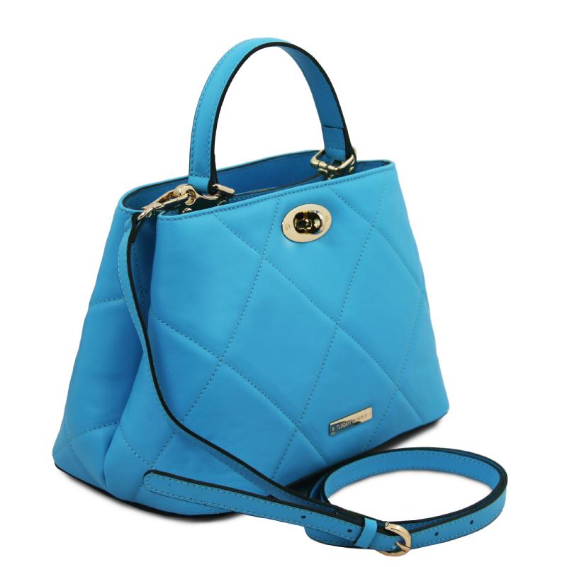 Γυναικεία τσάντα δερμάτινη - TL142132 - Μπλε ανοιχτό - Πλάγια Όψη