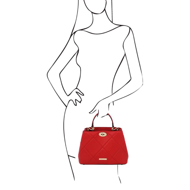 Γυναικεία τσάντα δερμάτινη   tl142132   Κόκκινο lipstick   Μέγεθος