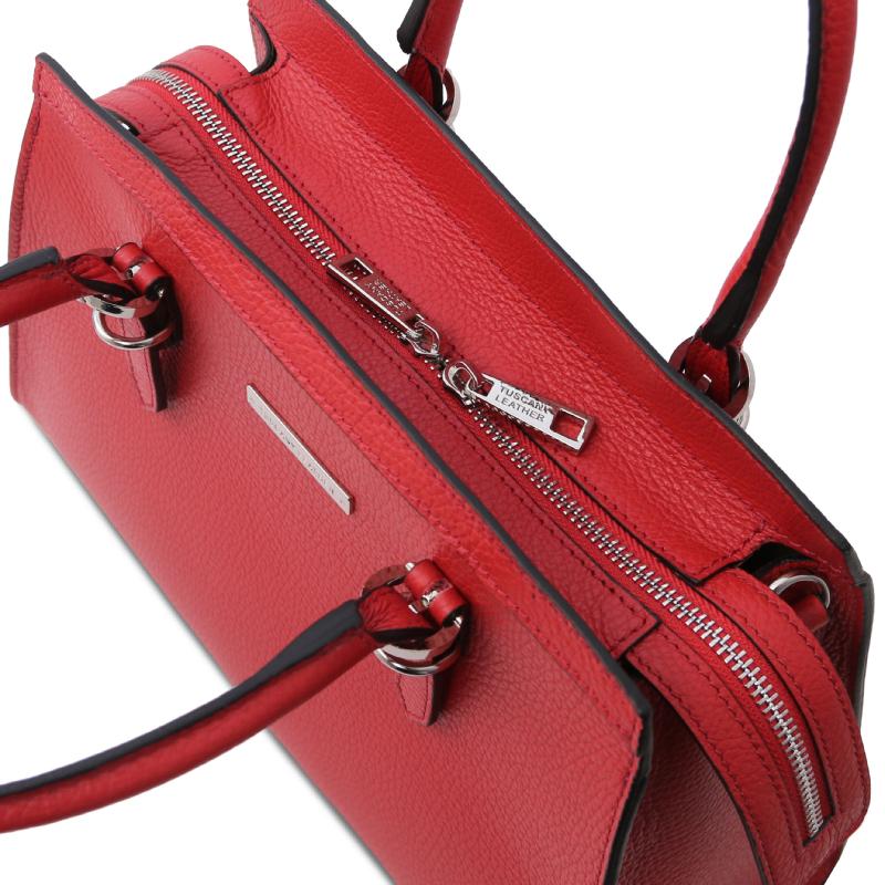 Γυναικεία τσάντα δερμάτινη TL142147 - Κόκκινο lipstick - Πάνω όψη