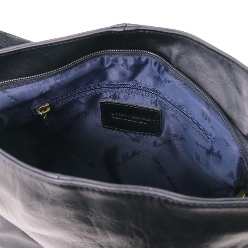 Γυναικεία τσάντα ώμου δερμάτινη - TL141110 - Μαύρο- Εσωτερικό 