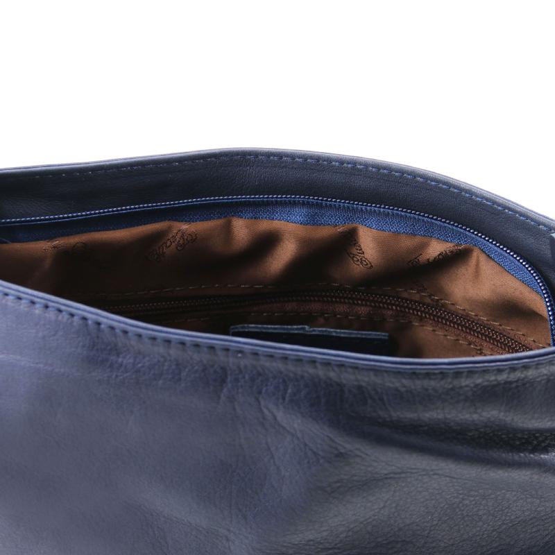 Γυναικεία τσάντα ώμου δερμάτινη - TL141110 - Μπλε σκούρο - Εσωτερικό 