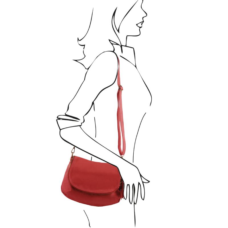 Γυναικεία τσάντα ώμου δερμάτινη TL141223 - Κόκκινο - Μέγεθος