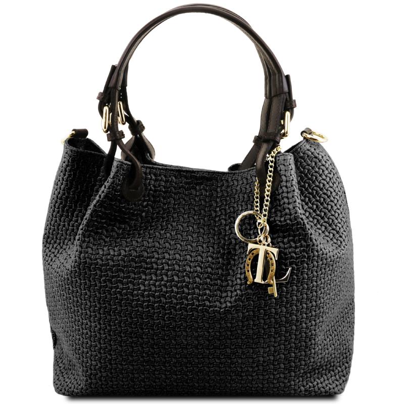 Γυναικεία τσάντα δερμάτινη TL141573 - Μαύρο
