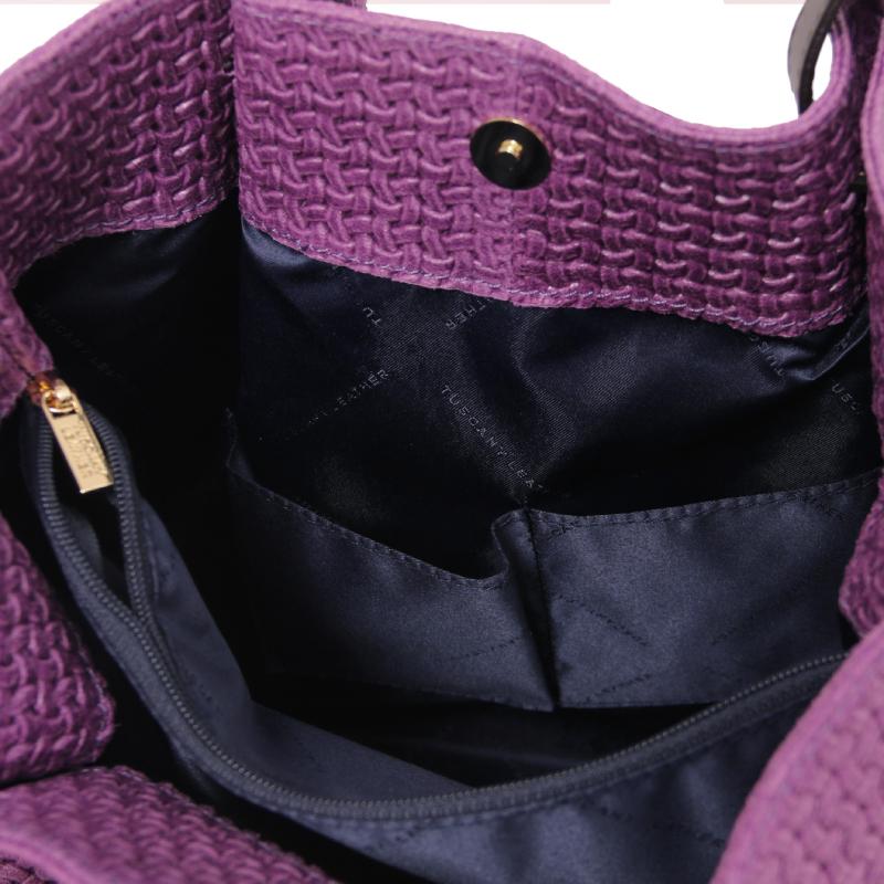 Γυναικεία τσάντα δερμάτινη tl141573   Μωβ   Εσωτερικό   Τσέπες