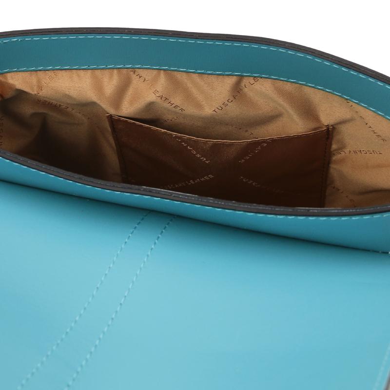 Γυναικεία τσάντα ώμου δερμάτινη Nausica TL141598 - Τιρκουάζ - Εσωτερικό - Τσέπη