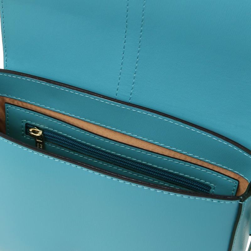 Γυναικεία τσάντα ώμου δερμάτινη Nausica TL141598 - Τιρκουάζ - Εσωτερικό 