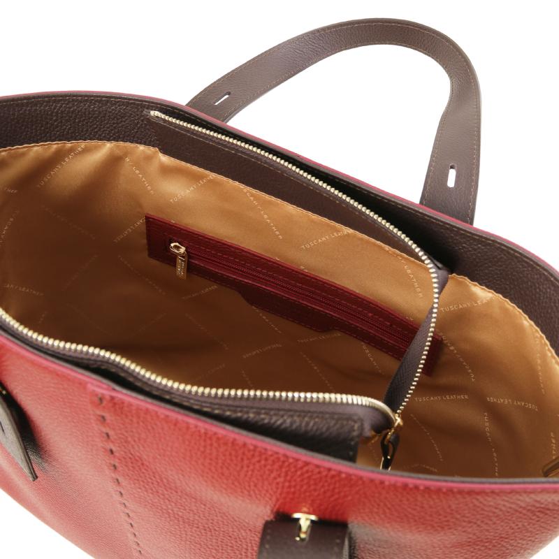 Γυναικεία τσάντα ώμου δερμάτινη TL141730 - Κόκκινο - Εσωτερικό2
