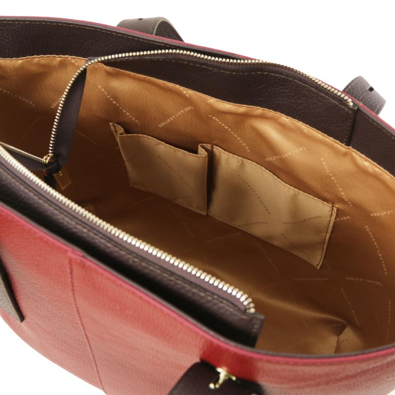 Γυναικεία τσάντα ώμου δερμάτινη TL141730 - Κόκκινο - Εσωτερικό