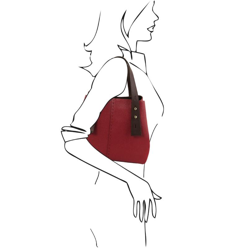 Γυναικεία τσάντα ώμου δερμάτινη TL141730 - Κόκκινο - Μέγεθος