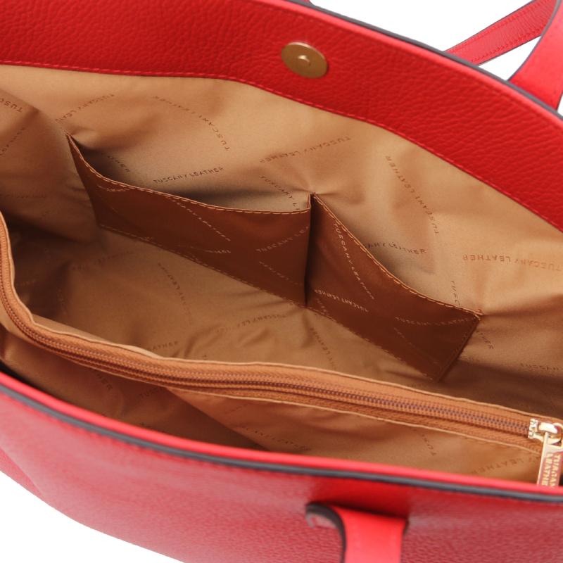 Γυναικεία Τσάντα Ώμου Δερμάτινη tl141828   Κόκκινο lipstick  Εσωτερικό 2
