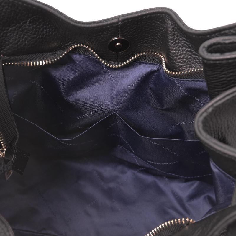 Γυναικεία τσάντα ώμου δερμάτινη - Cinzia - TL142144 - Μαύρο - Εσωτερικό - Τσέπες