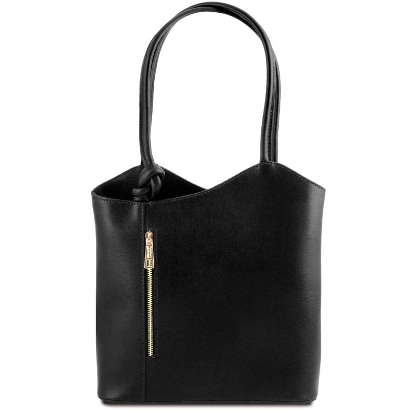 Γυναικεία τσάντα ώμου / πλάτης δερμάτινη tl141455   Μαύρο