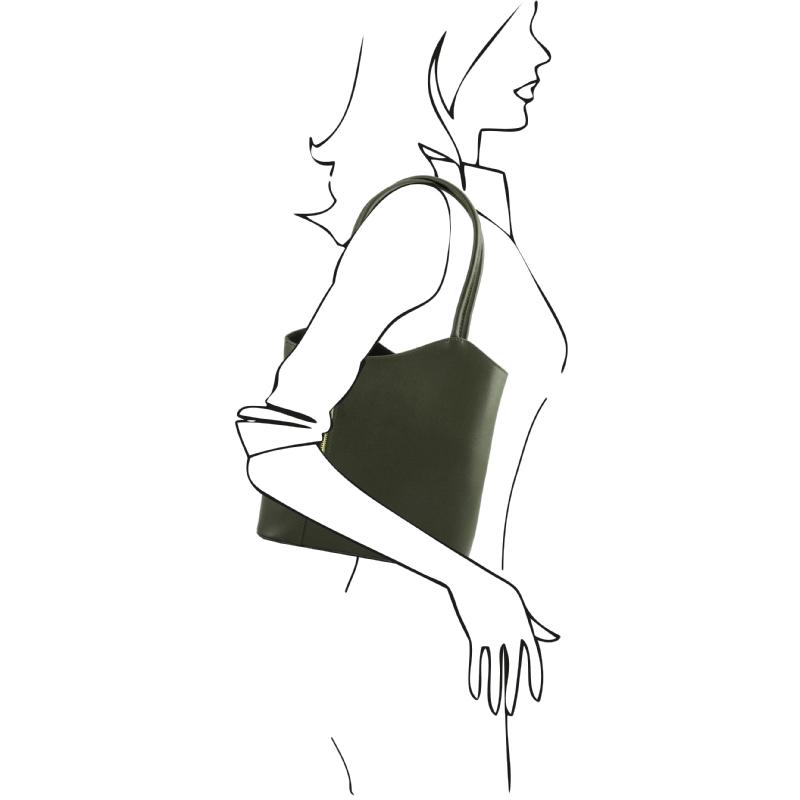 Γυναικεία τσάντα ώμου / πλάτης TL141455 - Πράσινο Σκούρο - Μέγεθος 