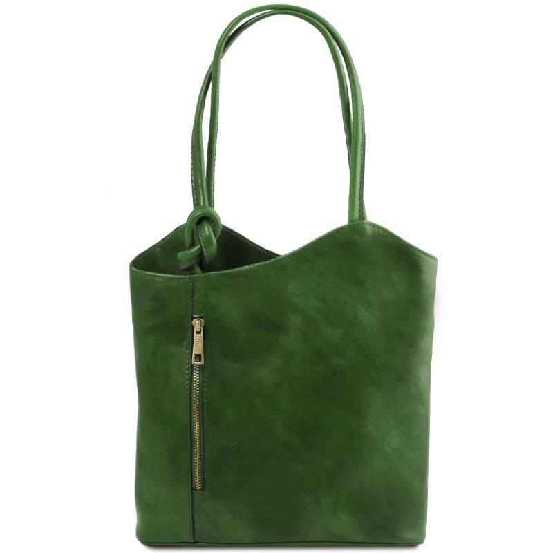 Γυναικεία τσάντα ώμου/πλάτης δερμάτινη Patty - Πράσινο