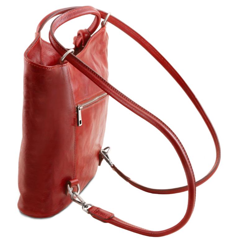Γυναικεία τσάντα ώμου/πλάτης δερμάτινη Patty - Κόκκινο- Λαβές