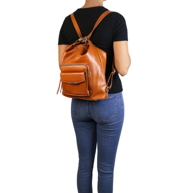 Γυναικεία - τσάντα - ώμου - πλάτης - δερμάτινη - TL141535 - Κονιάκ - Μέγεθος
