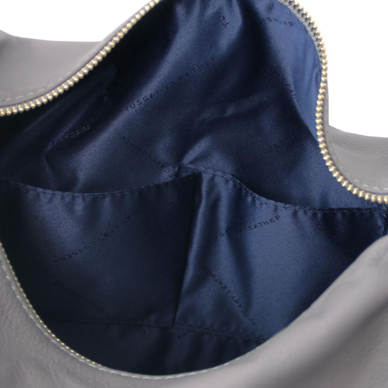 Γυναικεία τσάντα ώμου / πλάτης δερμάτινη TL141535 - Γκρι - Εσωτερικό - Τσέπες