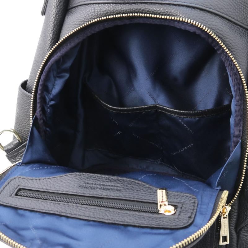 Γυναικεία τσάντα ώμου / πλάτης δερμάτινη tl142138   Μαύρο   Εσωτερικό