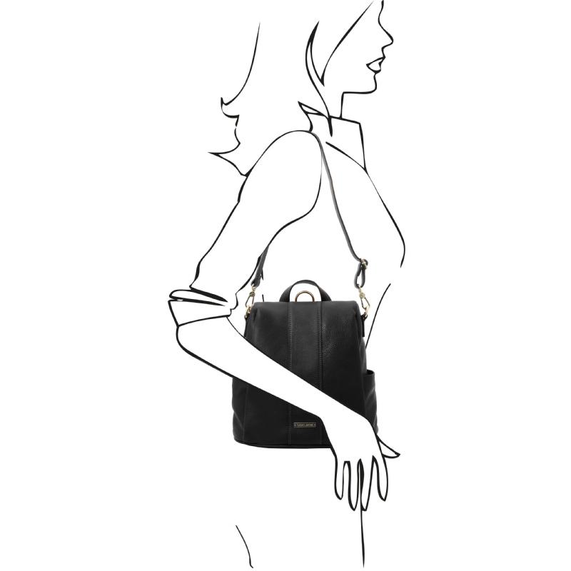Γυναικεία τσάντα ώμου / πλάτης δερμάτινη tl142138   Μαύρο   Μέγεθος   Ώμος