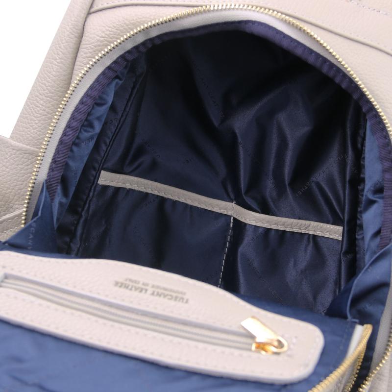 Γυναικεία τσάντα ώμου / πλάτης δερμάτινη TL142138 - Γκρι ανοιχτό - Εσωτερικό