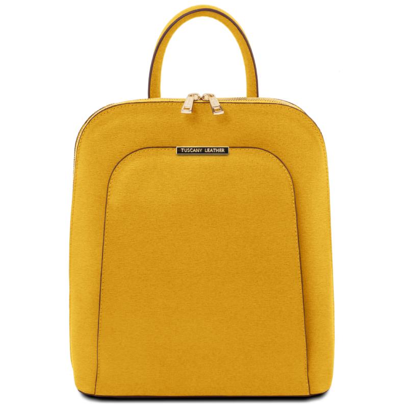 Γυναικεία τσάντα πλάτης δερμάτινη TL141631 - Κίτρινο