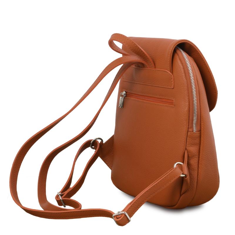 Γυναικεία τσάντα πλάτης δερμάτινη TL141905 - Κόνιάκ - Πλάγια όψη