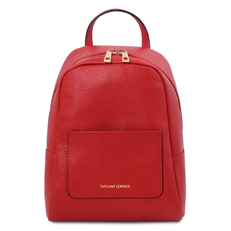 Γυναικεία τσάντα πλάτης δερμάτινη TL142052 - Κόκκινο lipstick