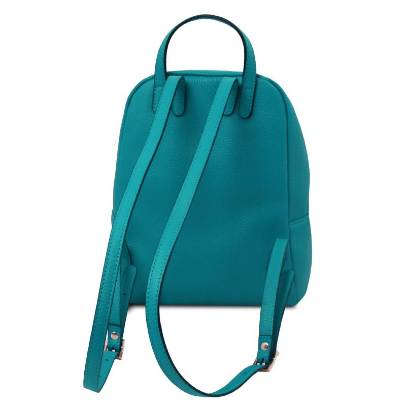 Γυναικεία τσάντα πλάτης δερμάτινη - TL142052 - Τιρκουάζ - Πίσω όψη