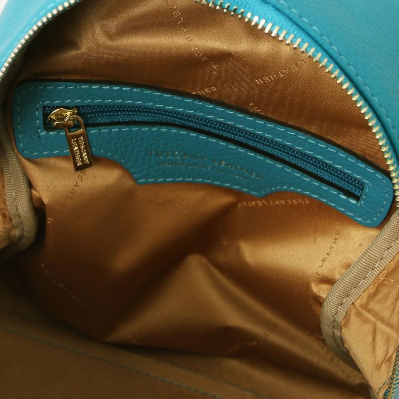 Γυναικεία τσάντα πλάτης δερμάτινη - TL142052 - Τιρκουάζ - Εσωτερικό