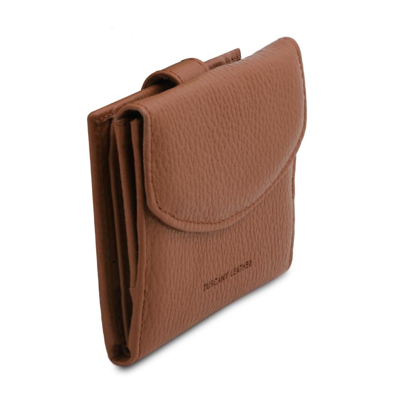 Γυναικείο πορτοφόλι δερμάτινο TL142059 - Κονιάκ - Πλάγια όψη