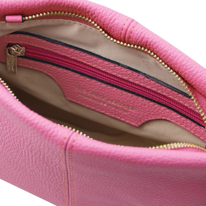 Γυναικείο δερμάτινο τσαντάκι ώμου tl141720   Ροζ   Εσωτερικό   Τσέπη